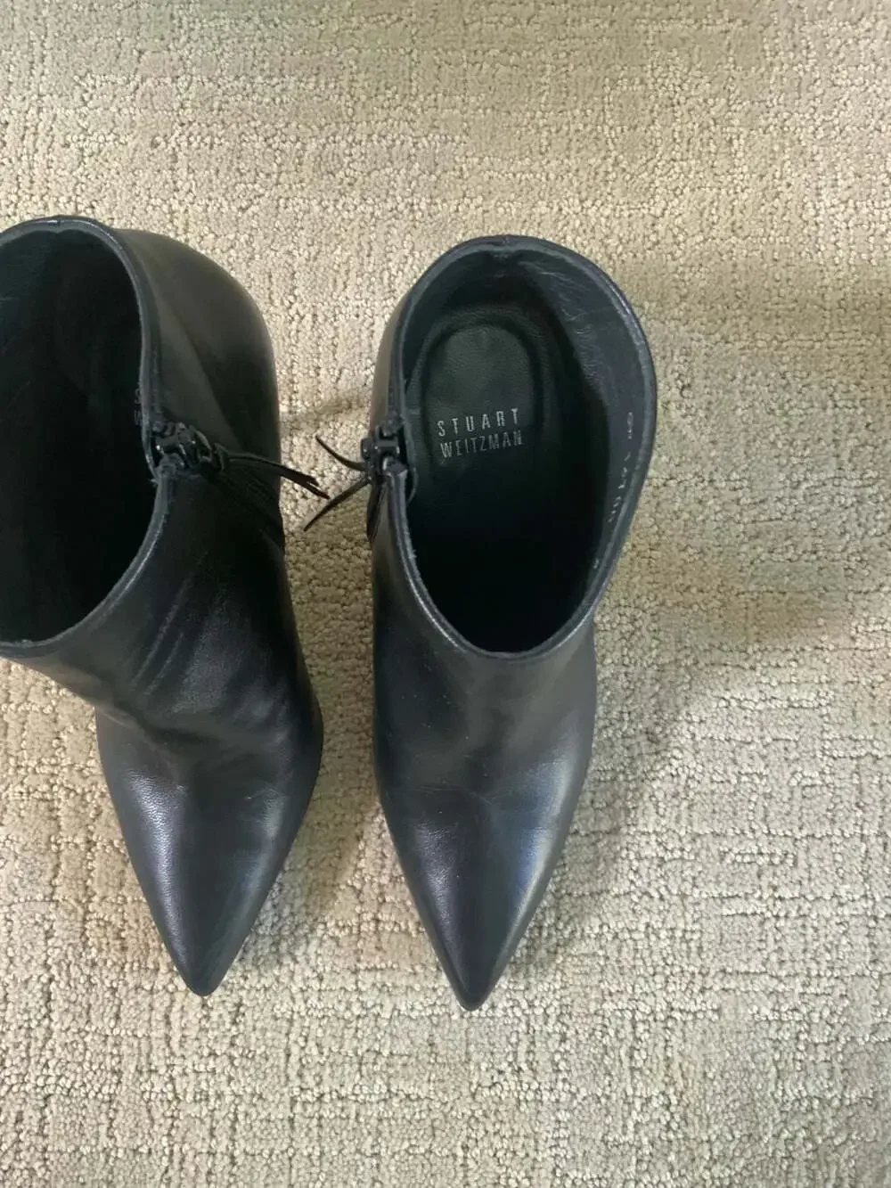 Stuart Weitzman Pointed Toe Ankle Boots Size 6 W Black Leather